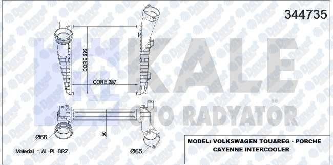 KALE 344735 Turbo Radyatoru (Intercooler) Vw Touareg 5.0 Tdi (03-10)-4.2 Tdi 10=> (Al/Pl/Brz)  ####